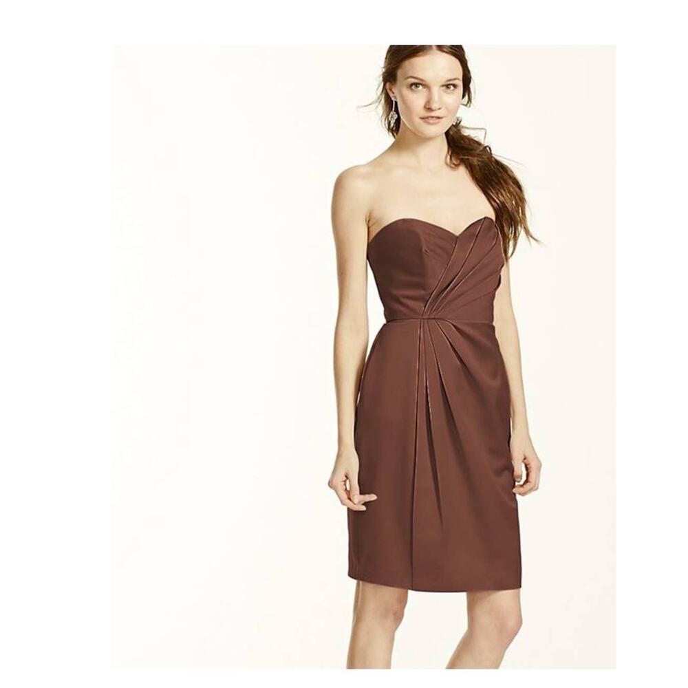 David's Bridal Strapless Sweetheart Rosewood Satin HoCo Cocktail Dress 2 NWT NEW